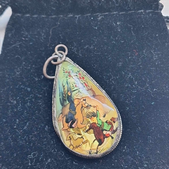 Antique  Hand Painted Persian Pendant - Picture 3 of 14